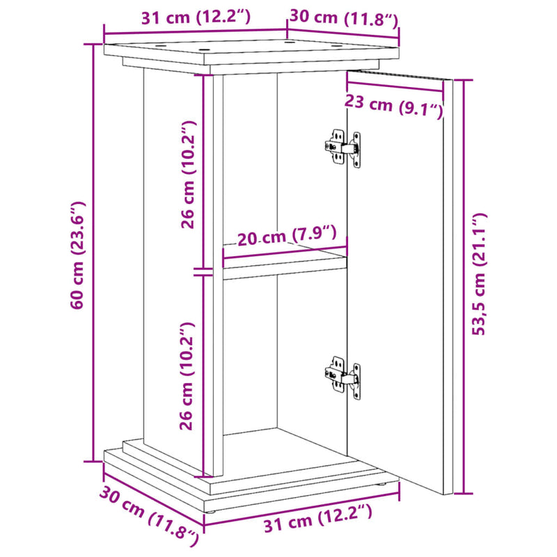 Display Stand with Storage White 31x30x60 cm Engineered Wood