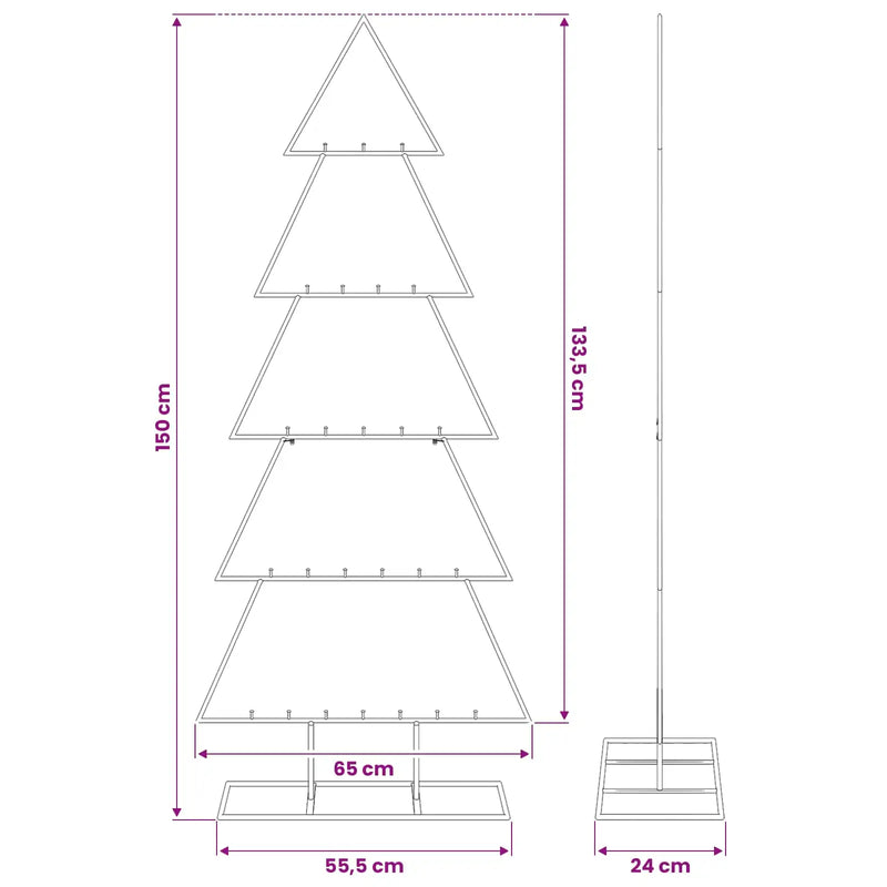 Metal Christmas Tree for Decoration Black 150 cm