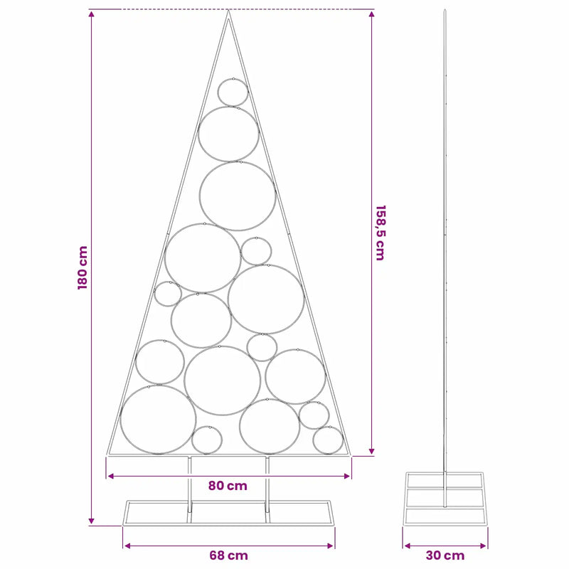 Metal Christmas Tree for Decoration Black 180 cm