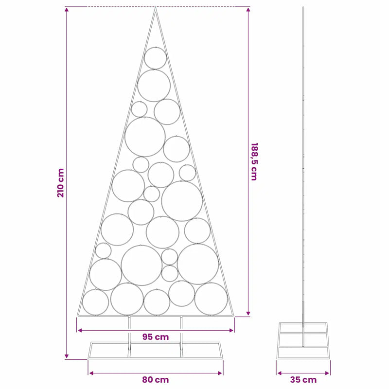 Metal Christmas Tree for Decoration Black 210 cm
