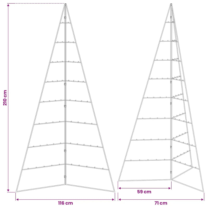 Metal Christmas Tree for Decoration Black 210 cm