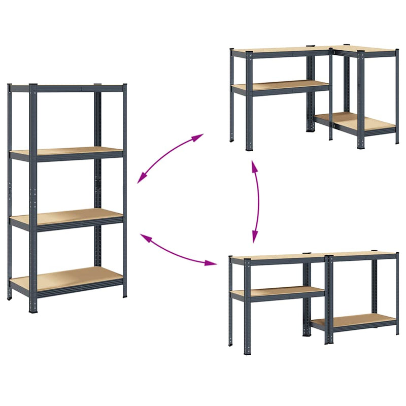 vidaXL 4-Layer Storage Shelf Anthracite Steel&Engineered Wood