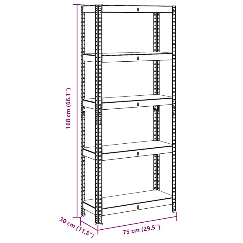 vidaXL 5-Layer Storage Shelf Anthracite Steel&Engineered Wood