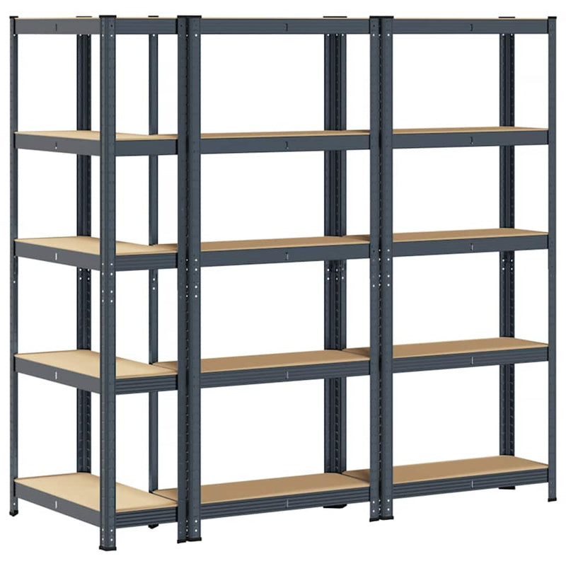 vidaXL 5-Layer Storage Shelves 3 pcs Anthracite Steel&Engineered Wood
