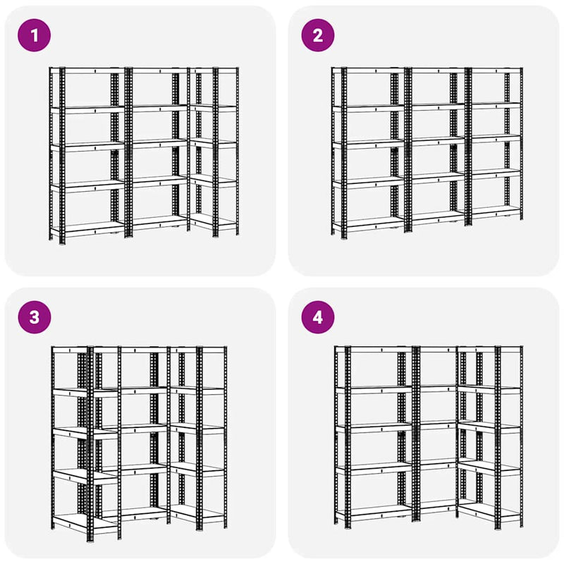 vidaXL 5-Layer Storage Shelves 3 pcs Anthracite Steel&Engineered Wood