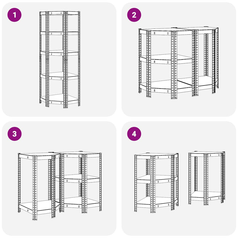 vidaXL 5-Layer Corner Shelf Silver Steel&Engineered Wood