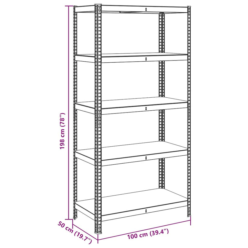 vidaXL 5-Layer Storage Shelf Anthracite Steel&Engineered Wood