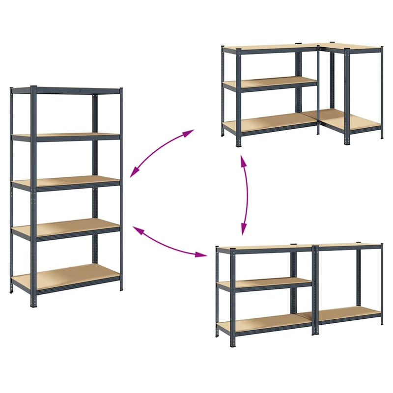 vidaXL 5-Layer Storage Shelf Anthracite Steel&Engineered Wood
