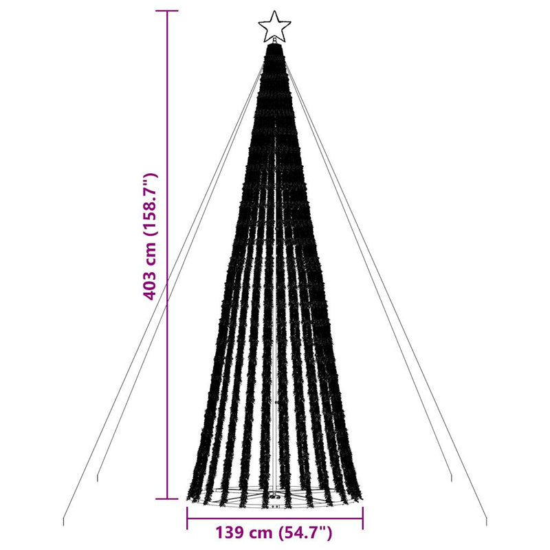 vidaXL LED Christmas Tree 1028 LEDs Warm White 400 cm