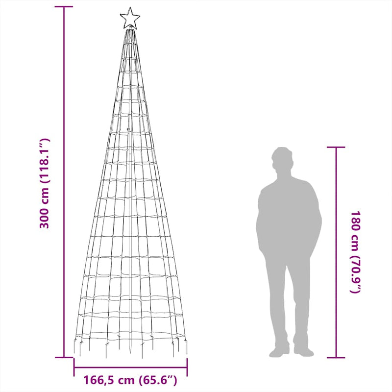vidaXL LED Christmas Tree with Spikes 570 LEDs Cold White 300 cm