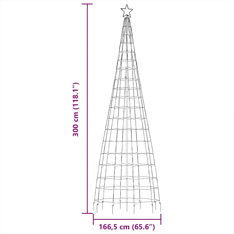 vidaXL LED Christmas Tree with Spikes 570 LEDs Cold White 300 cm