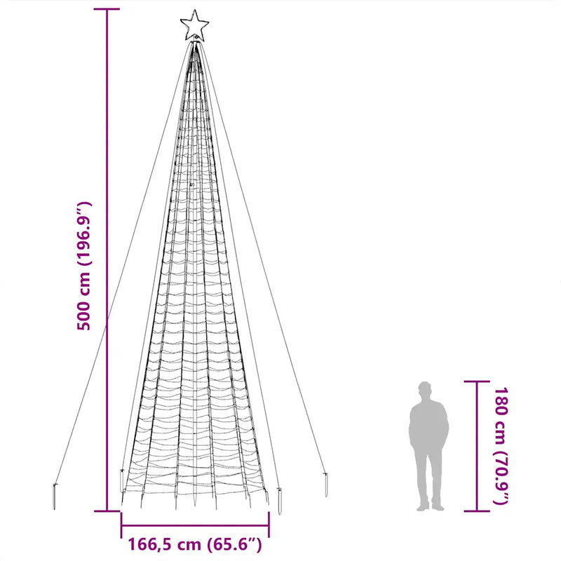LED Christmas Tree with Spikes 1534 LEDs Warm White 500 cm
