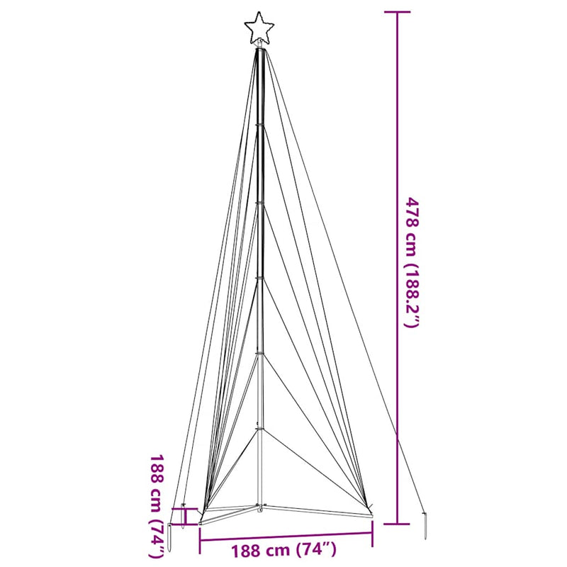 vidaXL LED Christmas Tree 861 LEDs Warm White 478 cm