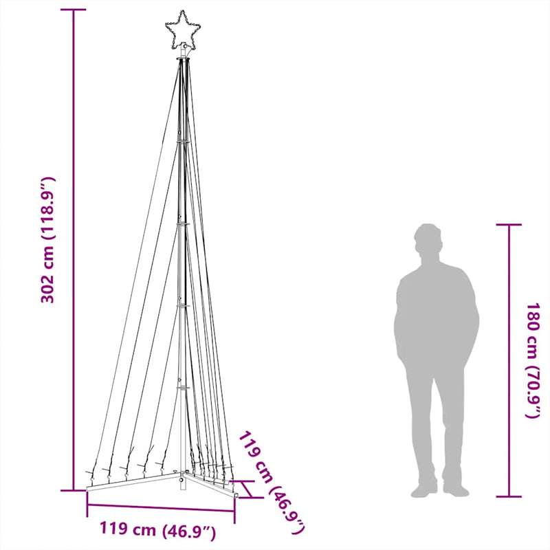 vidaXL LED Christmas Tree 495 LEDs Cold White 302 cm