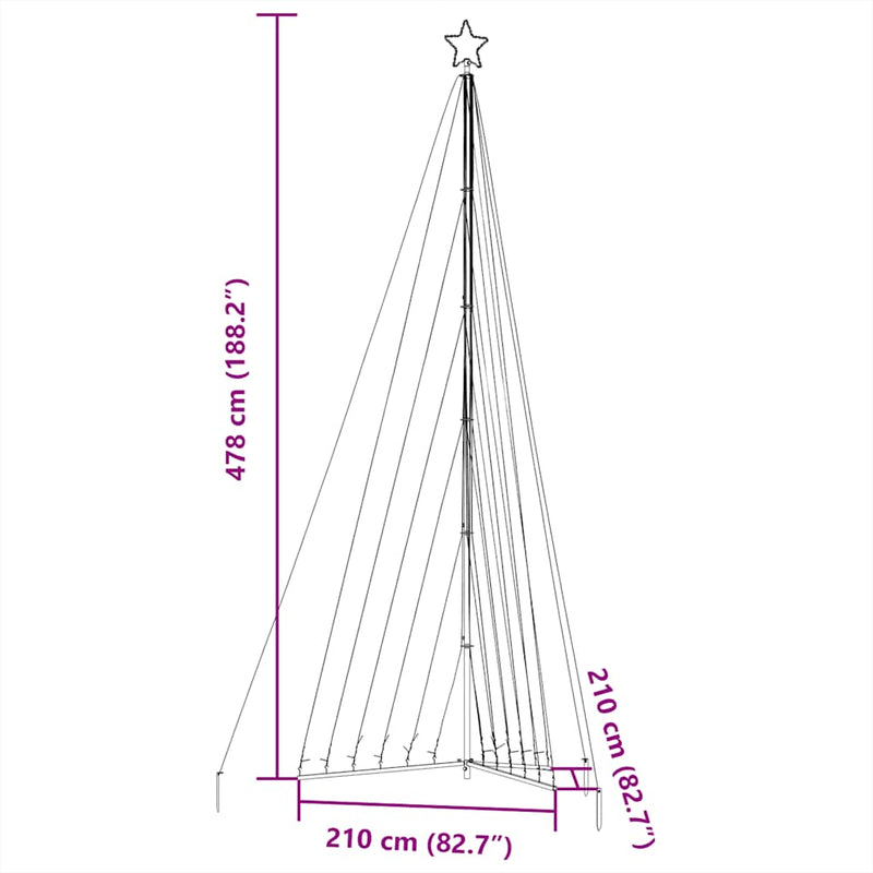 vidaXL LED Christmas Tree 789 LEDs Warm White 478 cm