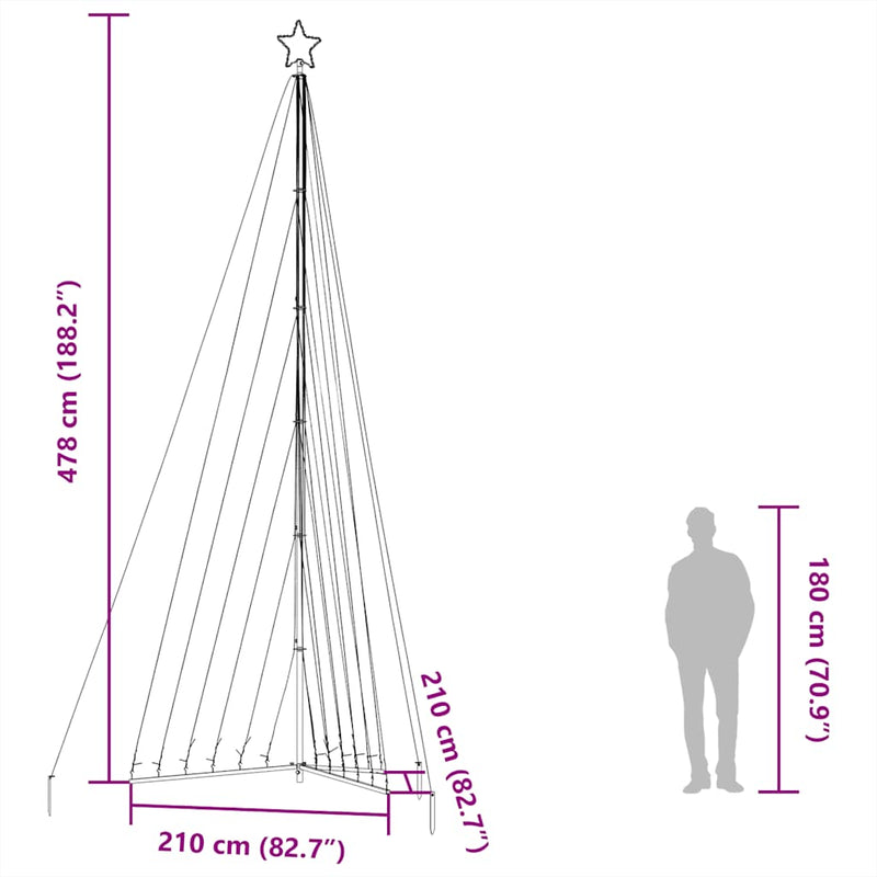 vidaXL LED Christmas Tree 789 LEDs Cold White 478 cm