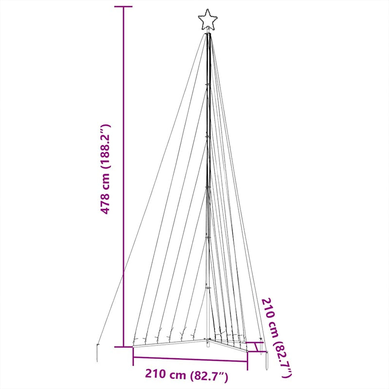 vidaXL LED Christmas Tree 789 LEDs Cold White 478 cm