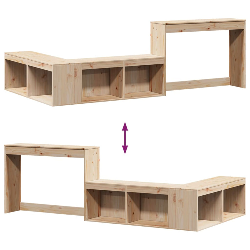 vidaXL Bedside Cabinet with Desk 232x122x75 cm Solid Wood Pine