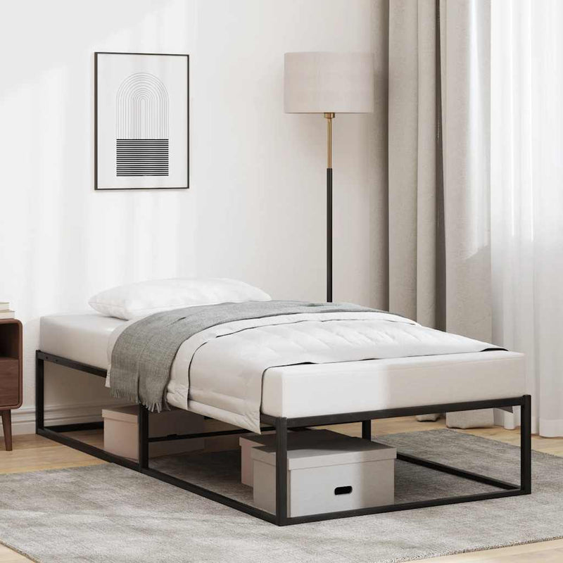 vidaXL Bed Frame without Mattress Black 92x187 cm Single Metal
