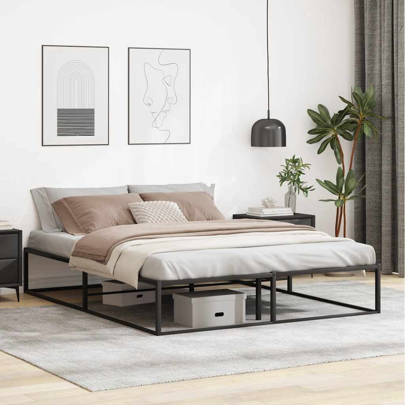 vidaXL Bed Frame without Mattress Black 153x203 cm Queen Metal