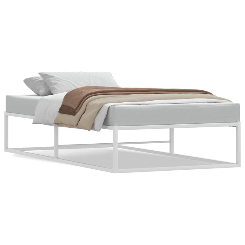 vidaXL Bed Frame without Mattress White 92x187 cm Single Metal