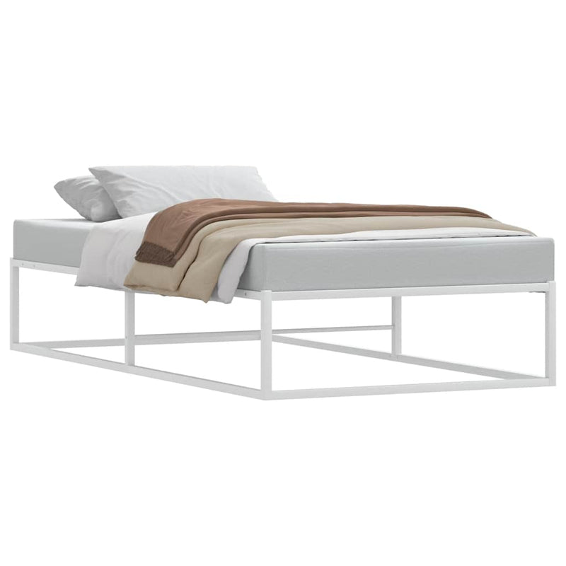 vidaXL Bed Frame without Mattress White 92x187 cm Single Metal
