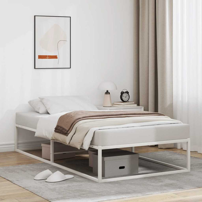 vidaXL Bed Frame without Mattress White 92x187 cm Single Metal