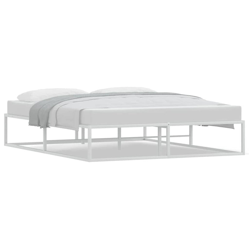 vidaXL Bed Frame without Mattress White 153x203 cm Queen Metal