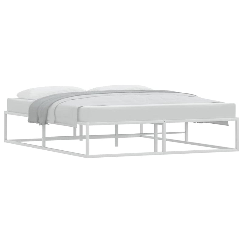 vidaXL Bed Frame without Mattress White 153x203 cm Queen Metal