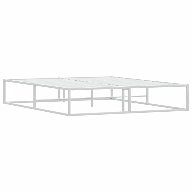 vidaXL Bed Frame without Mattress White 153x203 cm Queen Metal