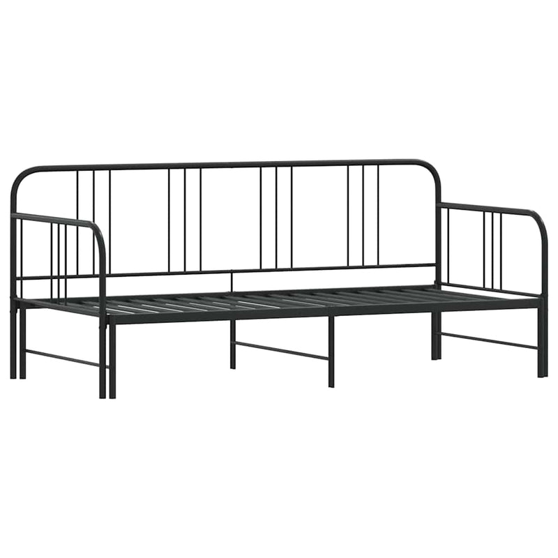 vidaXL Daybed with Trundle without Mattress Black 92x187 cm Single Metal