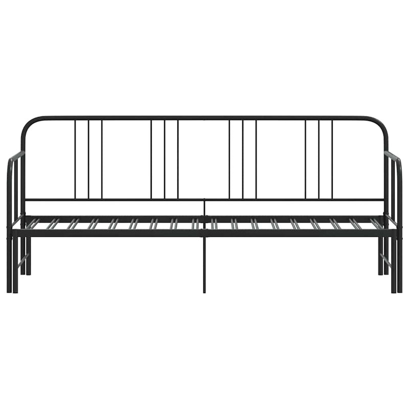 vidaXL Daybed with Trundle without Mattress Black 92x187 cm Single Metal