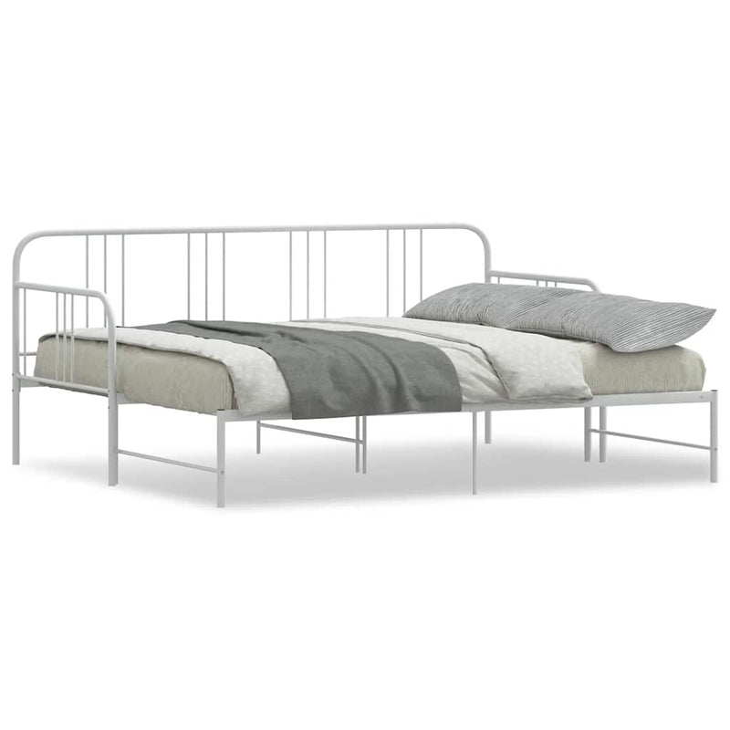 vidaXL Daybed with Trundle without Mattress White 92x187 cm Single Metal