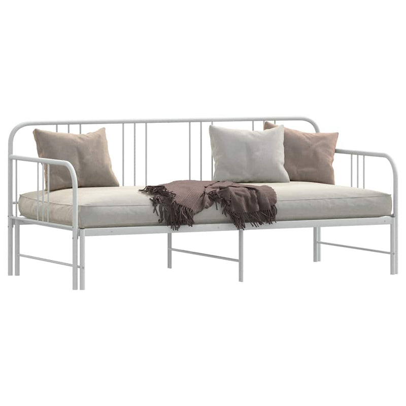 vidaXL Daybed with Trundle without Mattress White 92x187 cm Single Metal