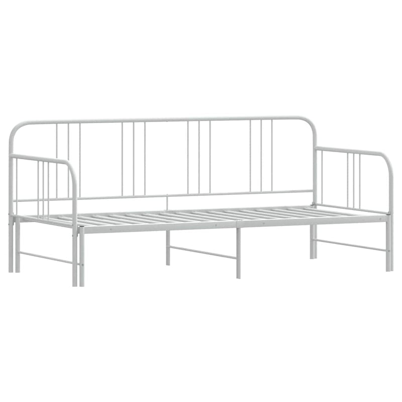 vidaXL Daybed with Trundle without Mattress White 92x187 cm Single Metal