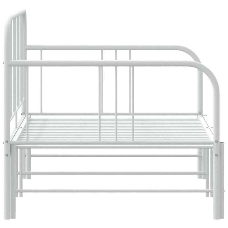 vidaXL Daybed with Trundle without Mattress White 92x187 cm Single Metal