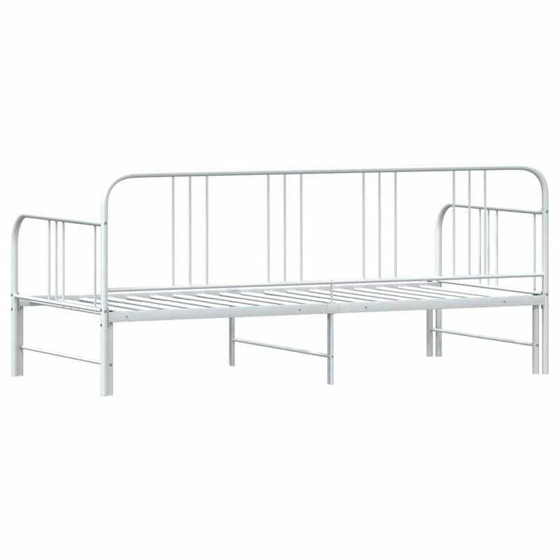 vidaXL Daybed with Trundle without Mattress White 92x187 cm Single Metal