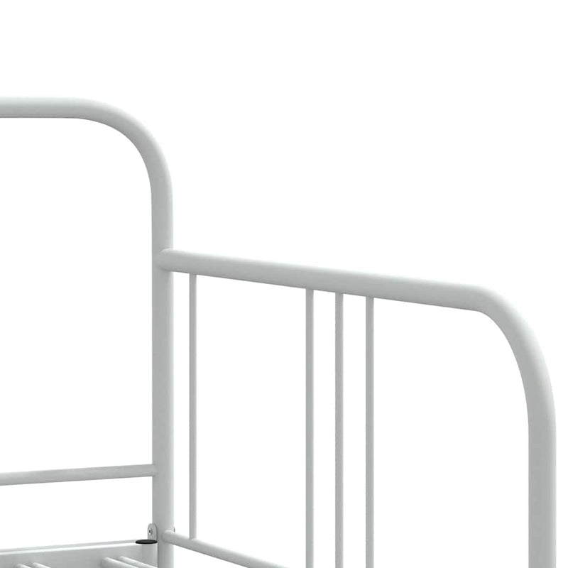 vidaXL Daybed with Trundle without Mattress White 92x187 cm Single Metal