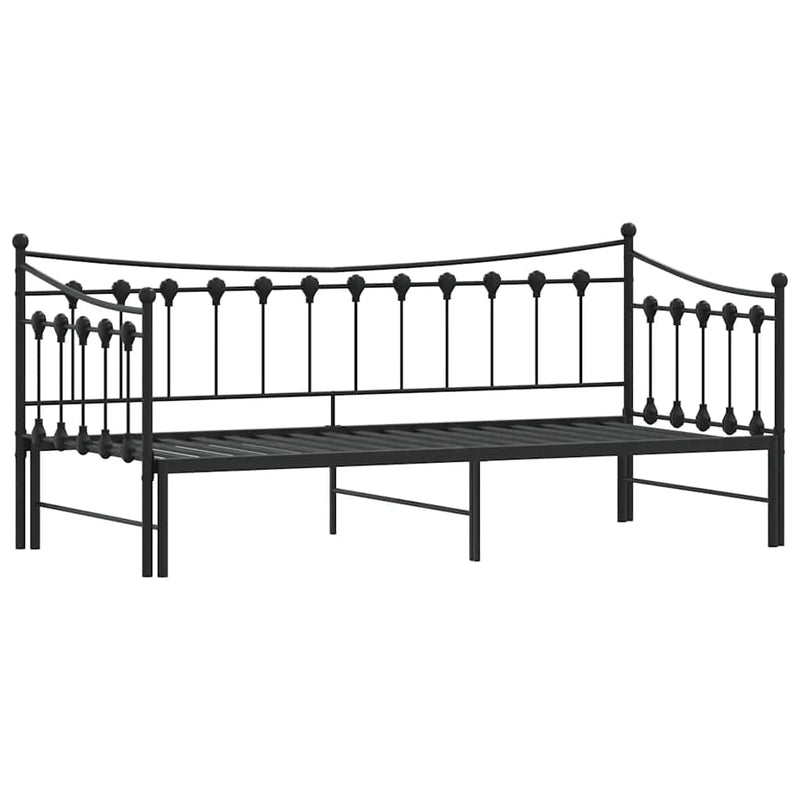 vidaXL Daybed with Trundle without Mattress Black 92x187 cm Single Metal