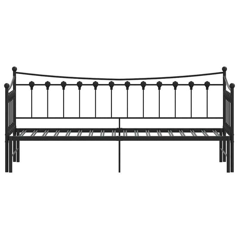 vidaXL Daybed with Trundle without Mattress Black 92x187 cm Single Metal