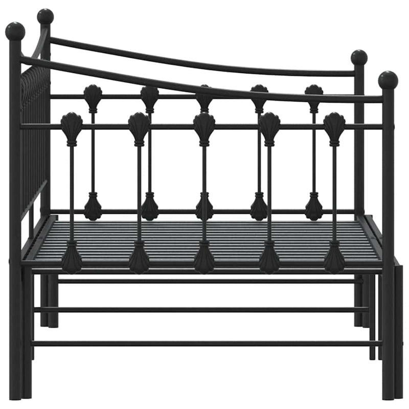 vidaXL Daybed with Trundle without Mattress Black 92x187 cm Single Metal