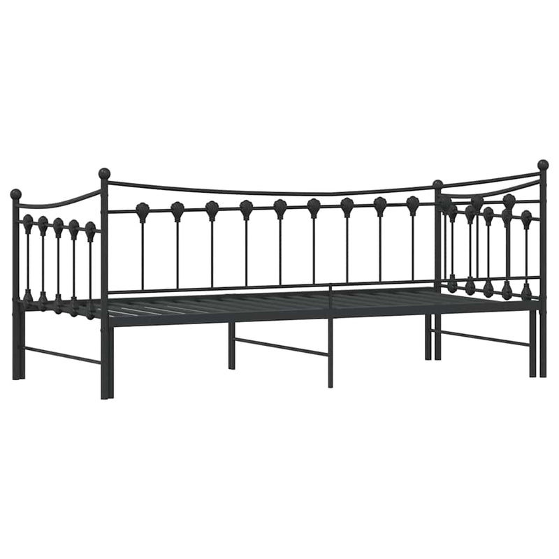 vidaXL Daybed with Trundle without Mattress Black 92x187 cm Single Metal
