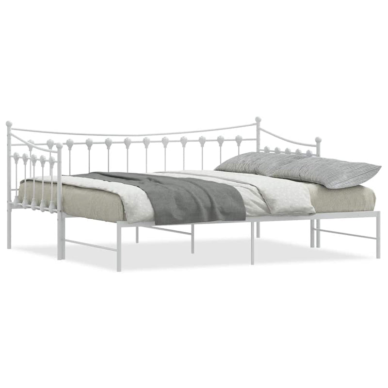 vidaXL Daybed with Trundle without Mattress White 92x187 cm Single Metal