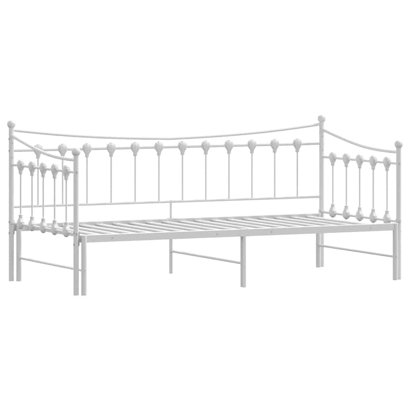 vidaXL Daybed with Trundle without Mattress White 92x187 cm Single Metal