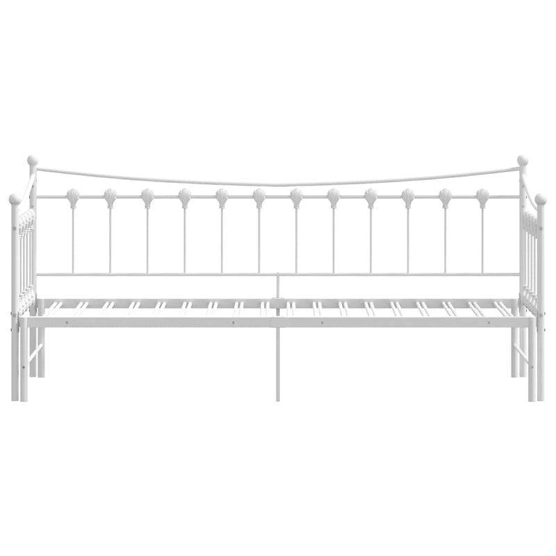 vidaXL Daybed with Trundle without Mattress White 92x187 cm Single Metal