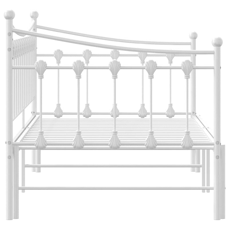 vidaXL Daybed with Trundle without Mattress White 92x187 cm Single Metal