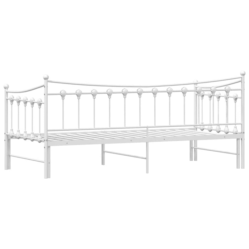 vidaXL Daybed with Trundle without Mattress White 92x187 cm Single Metal