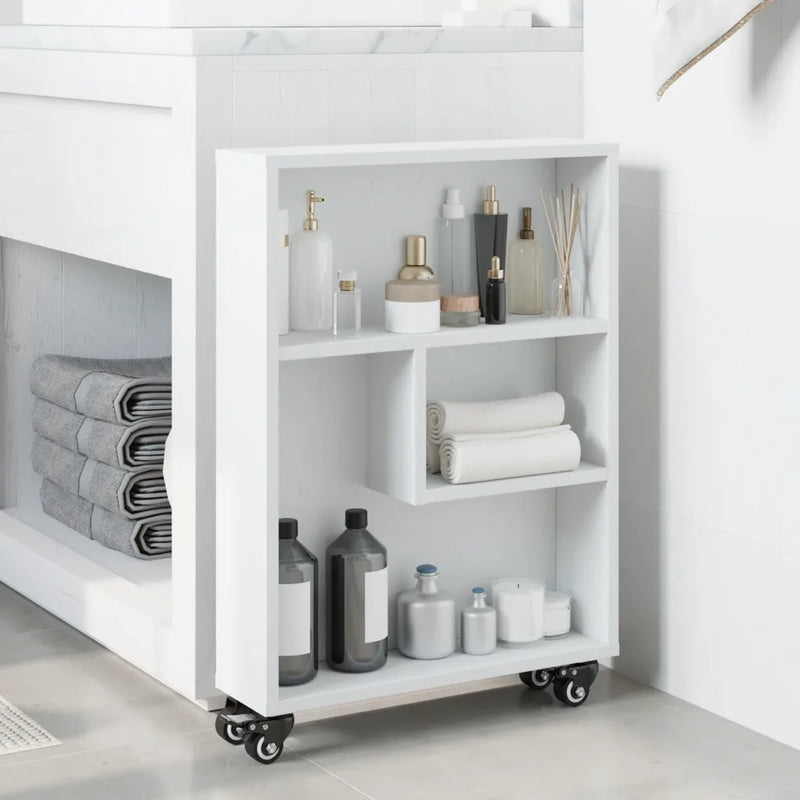 Narrow Storage Trolley White 48x13x68 cm Engineered Wood
