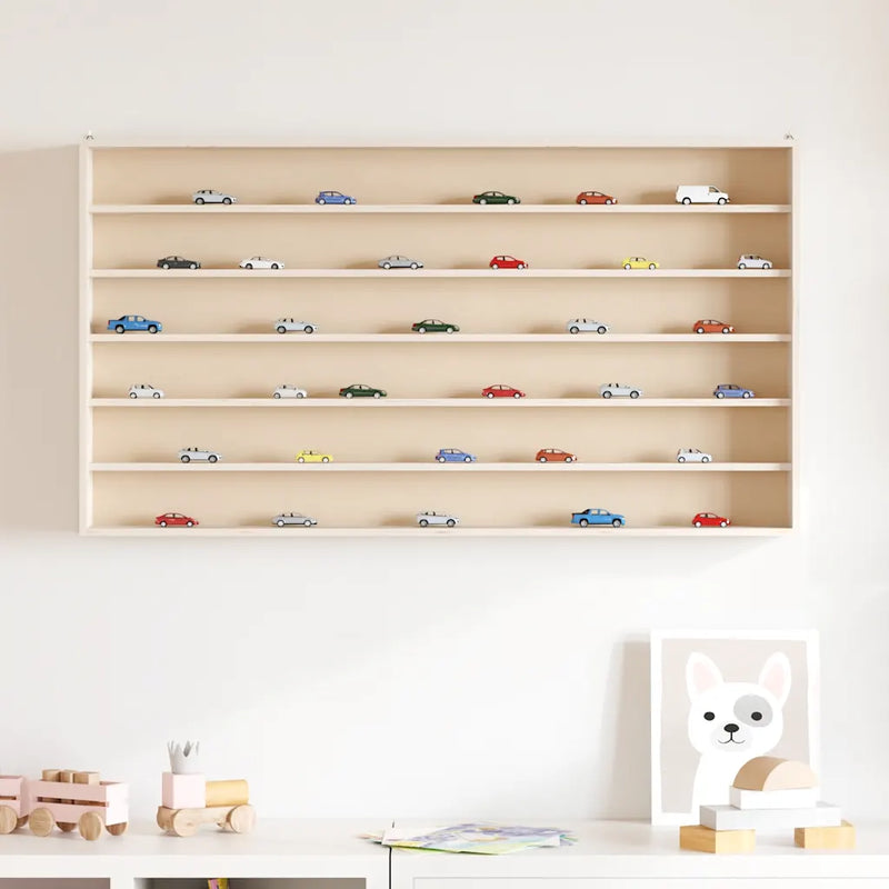 Wooden Collector's Display Case with 6 Shelves 100x8,5x55cm