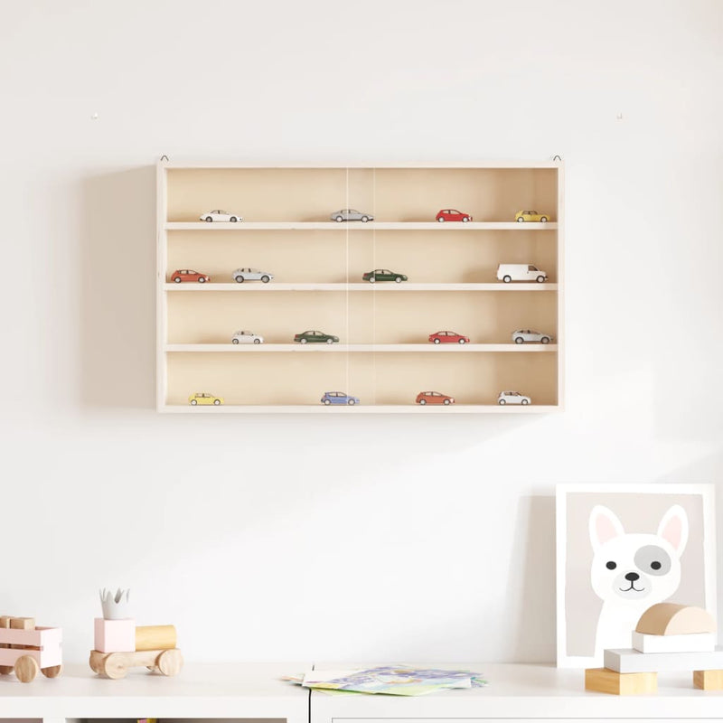 vidaXL Wooden Collector's Display Case with Doors 60x8.5x37cm